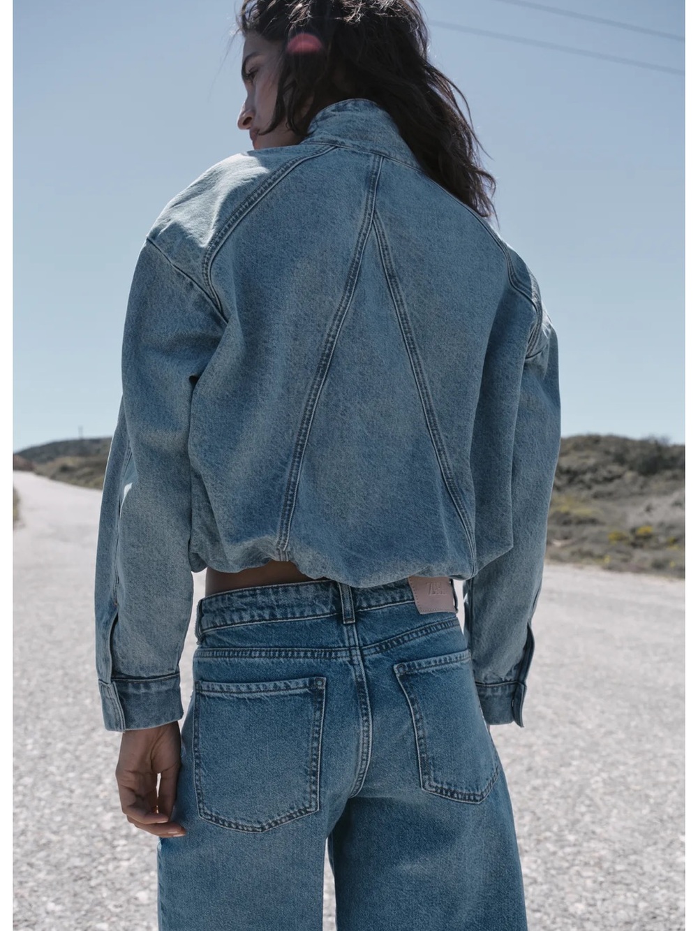 Zara Z1975 HIGH NECK DENIM BOMBER JACKET - Picture 7 of 11